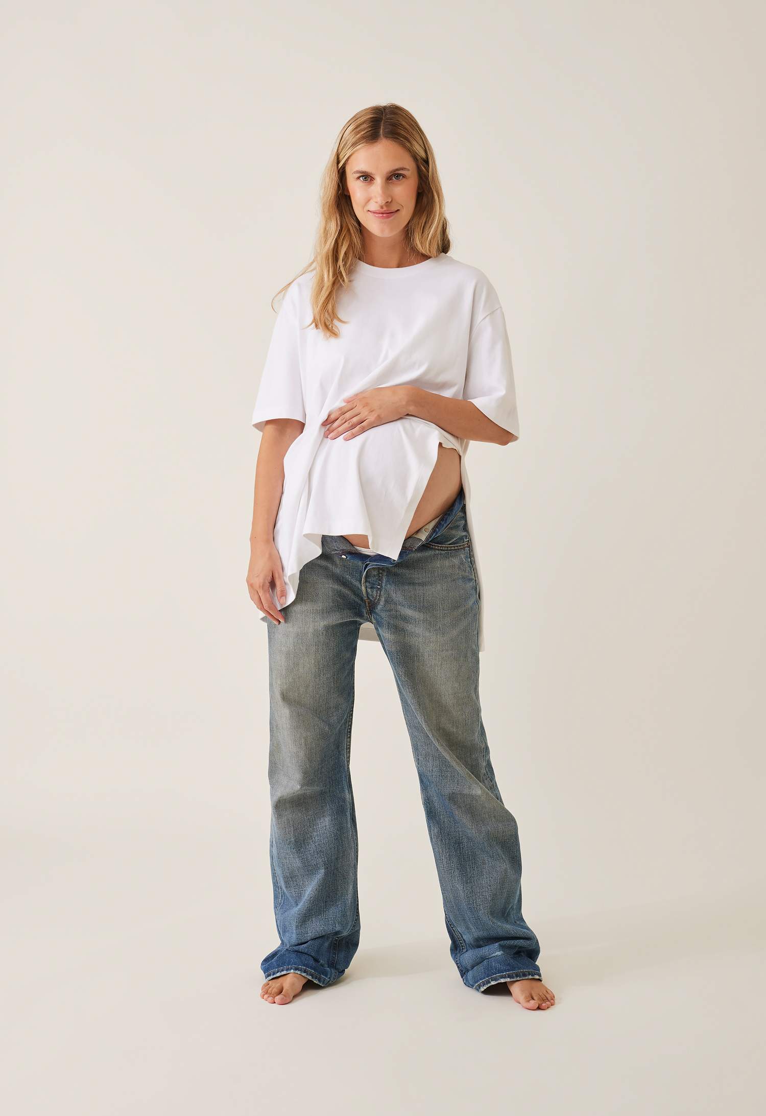 Oversized t-shirt med slits - Vit