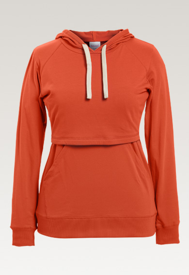 Hoodie med fleecefodrad amningsfunktion - Tanned Poppy